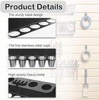 Grease Gun Holder, Wall Mount Storage Rack Compatible with 2 Grease Guns Organizer with 5 Removable Drip Cups for Garage and Shop Workshop Storage Black