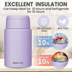 2 Pack Soup Thermo for Hot Food for Adults, Insulated Food Jar, Stainless Steel Vacuum Thermal Lunch Box Containers with Carry Bag and Spoon (18.5oz, 27oz) (Purple)