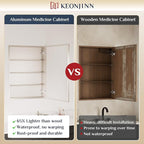 Keonjinn Brushed Nickel Medicine Cabinet Mirror 24" x 32", Assembly Needed, Recessed Medicine Cabinet with Mirror for Bathroom, Beveled Framed, Surface Wall-Mounted or Recessed, Tempered Glass