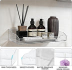 2PCS Acrylic Shelves for Wall Clear Floating Shelf Adhesive or Screws of Installation Bathroom Shelf Organizer Wall Storage Display for Bedroom Living Room Kitchen