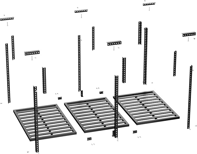 3x6ft Overhead Garage Storage Rack,Adjustable Ceiling Mounted Storage Racks,Heavy Duty Cold Rolled Steel Storage Rack,Ceiling Mount Storage Shelves,750LBS Weight Capacity,for Shop Shed Home (Black)
