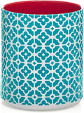 DOWAN Colorful Large Utensil Holder, 7.2" x 6.2" Ceramic Kitchen Utensil Holder for Countertop, Vibrant Patterned Utensil Crock with Protection Cork Mat, Utensil Caddy for Housewarming & Wedding Gift