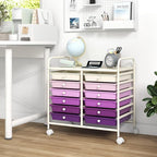 GOFLAME 12-Drawer Rolling Storage Cart, Multifunctional Art Craft Organizer Cart, Mobile Utility Storage Cart with Removable Drawers & Lockable Wheels, Craft Cart for Home Office, Purple Gradient