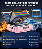 Fireproof Document Box with Lock, Hard-Shell Fireproof Safe for Home Documents, Portable Travel Fire Proof File Box for Passport Laptop Certificates, Rose Gold