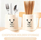 Cyrank Kitchen Utensil Holder, Chopsticks Holder Drying Rack with Lid and Removable Base Silverware Caddy Flatware Drying Rack Holder Utensil Caddy Cutlery Rack Cutlery Storage Organizer(Beige)