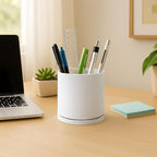 D'vine Dev 360° Rotating Utensil Holder – 5" Kitchen Utensil Crock for Countertop, Modern Cooking Tool Organizer for Kitchen Storage & Décor, White, 72-X-A-1
