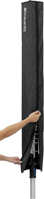 Brabantia Lift-O-Matic Advance Outdoor 4 Arm Clothesline (164 ft/Ø 1.97") Height Adjustable, Folding Clothes Drying Rack + Ground Spike, Cover + Bag of Clothespins (Gray)