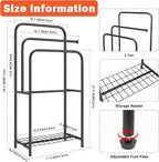 HarJue Towel Racks for Bathroom, 35" H Standing Towel Holder 3 Tier Metal Pool Towel Hanger Outdoor Floor with Storage Shelves for Blanket Bath Towel Drying (Matte Black)