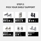 Glass Shelves - Tempered Safety Glass Shelves for Bathroom, Choose Over 20 Shelf Brackets and Multiple Shelf Sizes - Clip Style - 23.6 x 7.9 in - White