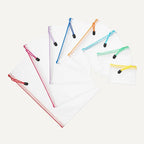 Amazon Basics 30-Pack Mesh Zipper Pouch Bags, 8 Sizes Assorted Colors Storage Organizers, Multipurpose Clear Travel Document Bags for Office Home School Organization