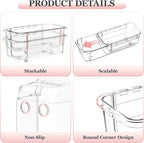 DILIBRA 16 Pcs Clear Extendable Drawer Organizer, Adjustable Drawer Storage 3-Size Desk Drawer Organizer, Plastic Non-Slip Storage Bins for Makeup, Cosmetic, Jewelries, Utensils, Stationery, Dressers