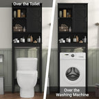 Over The Toilet Storage Cabinet, Bathroom Organizer with Anti-Tip Kit, Adjustable Shelves, Elegant Matte Black Finish Suits Modern Bathrooms.