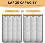 Odonata Large Toilet Paper Storage Basket with Lid, Slim Toilet Paper Organizer, Hold up to 20 Regular Rolls or 15 Mega Rolls. (Grey, 49L)