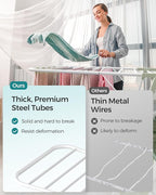SONGMICS Clothes Drying Rack, Foldable 2-Level Laundry Drying Rack, Free-Standing Laundry Airer, with Height-Adjustable Wings, 33 Drying Rails, Sock Clips, White and Green ULLR053C01V1