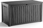 200 Gallon Outdoor Deck Box, Lockable Waterproof Outdoor Storage Boxes For Garden Tools,Indoor Cushions,Accessories Outside Storage Resin Weatherproof Container(Black)