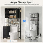 7-Tier Over the Toilet Storage Cabinet with 2 Large Drawers & 6 Hooks, Over the Toilet Storage with Toilet Paper Holder, Bathroom Over Toilet Storage for Bathroom, Laundry Room, Black