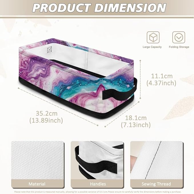 Small Storage Bins Multi-purpose Bathroom Organizer Basket Collapsible Toilet Paper Basket Space-saving Lightweight Fabric Home Storage Containers, Violet Teal Marble
