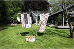 Brabantia Lift-O-Matic Outdoor 4 Arm Clothesline (197 ft/Ø 1.8") Height Adjustable, Folding Clothes Drying Rack + Ground Spike & Cover (Gray)
