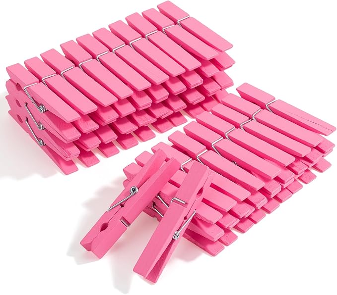 Mr. Pen- Wooden Clothes Pins, Natural Wood, 50 Pack, 2.9 Inch, Pink, Rust Resistant Clothes Pins for Hanging Clothes, Mother's Day Decoration