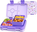 Bento Lunch Box for Kids, 6 Compartments BPA Free, Dishwasher Safe Back to School Snack Bento Lunch Containers Boxes, Ideal Portion Sizes for On-the-Go Meal, Ages 3+, School, Purple Patterned