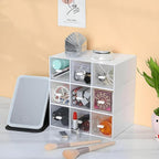 Desktop Drawers, Desk Organizer with 9 Drawers, Stackable Plastic Storage Box for Home Collection, Cosmetics, Jewelry, Office Supplies (3 Tiers, White)