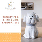 SPOTTED DOG GIFT COMPANY Ceramic Cookie Jar with Lid, Large Dog Treat Jar for Cookies & Biscuits, Cute Novelty Storage Container for Kitchen Counter, Gifts for Dog Lovers - 49oz White