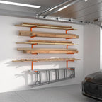 2 Pack Lumber Storage Rack | Wall-Mounted Wood Storage | 2-Tier Heavy-Duty Lumber Rack | 440 lb Capacity Garage Metal Wood Organizer | Indoor/Outdoor Use (2 Pack-2 Level)
