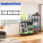 Heavy-Duty Freestanding Snowboard Rack & Snowboard Storage Rack with Wheels – Holds 4 Pairs of Skis, 3 Snowboards, Boots, Poles, Helmets & More Ski Sports Equipment – Ideal for Garage, Basement, Shed