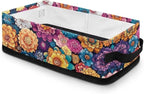 Narrow Storage Bins Bathroom Essentials Organizer Basket Rectangular Collapsible Storage Container for Organizing Toilet Paper Towels Bathroom Accessories, Bohemia Floral Print