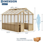 Heavy Duty Spruce Frame Wooden Greenhouse – Walk-in Outdoor Garden Outdoor Storage with Polycarbonate Panels, Adjustable Roof Vent, Lockable Door, Spacious Storage, Ideal for Patio, Lawn, 6x10