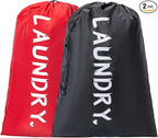 2 Pack 28" x 40"Travel Laundry Bag, Machine Washable Dirty Clothes Organizer with Drawstring,Large Enough to Hold 4 Loads of Laundry, Easy Fit a Laundry Hamper or Basket Travel Essentials