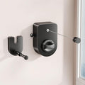 Retractable Clothesline Indoor, Non-Sagging Clothes Line Outdoors,13.7 Ft Heavy Duty Clothesline with Telescopic Hanging Rod, Wall Mounted Space-Saving Laundry Line (Black)