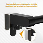 VEHHE Kitchen Towel Holder, Hand Screwed Telescopic Kitchen Towel Rack No Tools Required, Adjustable Length and Width Over The Cabinet Door Towel Rack with EVA Foam Pad (Black)