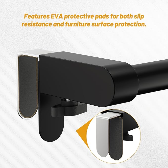 VEHHE Kitchen Towel Holder, Hand Screwed Telescopic Kitchen Towel Rack No Tools Required, Adjustable Length and Width Over The Cabinet Door Towel Rack with EVA Foam Pad (Black)