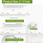 Clothes Drying Rack, Laundry Drying Rack Wall Mounted, [No-Drill & Drilling to Choose] 3-Fold Laundry Drying Racks for Hanging Clothes, Foldable & Sturdy Space Saver for Laundry Room -White