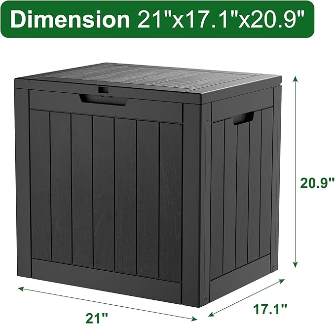 Outdoor Storage Box, Resin Deck Boxes Indoor and outdoor, Waterproof Storage Box Lockable Lid (Black,35 Gallon)