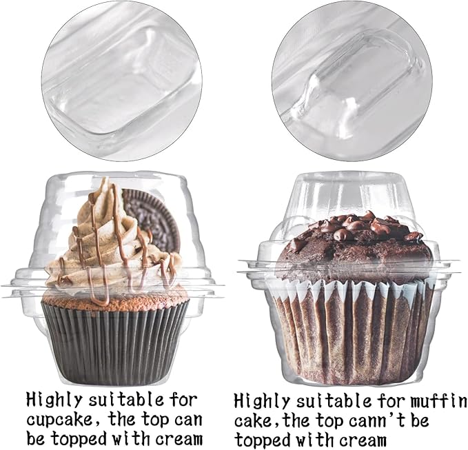 150 Pack Individual Cupcake Containers Plastic Cupcake Boxes Cupcake Holders Stackable Deep Dome Cupcake Carrier