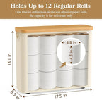 Toilet Paper Storage Basket with Bamboo Lid, Toilet Paper Holder with Storage, Free Standing Bathroom Storage Organizers with Non-Slip Bottom Beige, 1 Pack