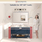 Keonjinn 40 x 26 Inch Medicine Cabinet, Assembly Required, White Bathroom Medicine Cabinets Mirror, Lightweight, Adjustable Shelves, Surface Mount or Recessed, Tempered Glass