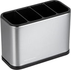 Restaurantware Stainless Steel Utensil Holder 1 Count 7 x 3.3 x 5.1 Inches Durable Cutlery Storage Flatware Organizer Rust-Resistant Sink Caddy Silver Kitchenware Holder