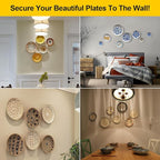 Decorative Plate Hangers for the Wall – 3 Sizes of 6/8/10 Inch Plate Hangers for Display with 4 Pack Wall Hooks, Invisible Wire Heavy Duty Plate Holders for Displaying or Picture Hanging