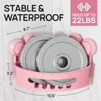 LEVERLOC Corner Shower Caddy Suction Cup, shower shelves suction cup, 2 Pack Basket Powerful Bathroom, Waterproof & Oil-proof Organizer for Kitchen, No-Drilling Removable (Pink)