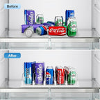 Dayacoco Drink Organizer for Fridge,5 Rows Fridge Soda Can Organizer,20oz 16oz 12oz-Self Pushing Soda Dispenser for Fridge,Adjustable Width-Holds up to 25 Cans,White