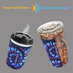 Reusable Neoprene Insulator Sleeve for Iced Coffee & Cold Soda, Coffee Sleeves for Iced & Hot Drinks, Cold Beverage Cooler Compatible with Starbucks, Dunkin (Tie dye World, Large: 32oz)