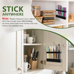 Acrylic Straw Holder for Cabinet Door - Reusable Tumbler Straw Organizer Storage, Small Kitchen Accessories Container, Ultra Sticky Cupboard Door Mounted (Black, Large 9.5" (Most Cabinets))