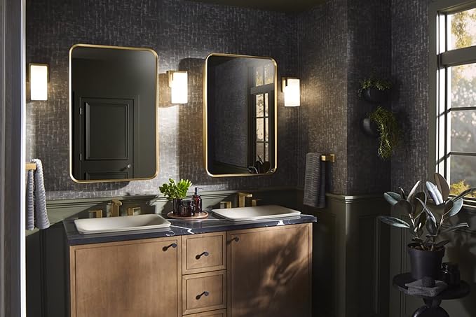 Kohler 35569-BLL Verdera® Framed Bathroom Medicine Cabinet with Mirror, Rectangle Design, Adjustable Shelves, Bathroom Storage, 15 in. W x 30 in. H, Matte Black