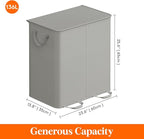 Lifewit Double Laundry Hamper with Lid and Removable Laundry Bags, Large Collapsible 2 Dividers Dirty Clothes Basket with Handles for Bedroom Laundry Room Closet Bathroom College, 136L Silver Gray