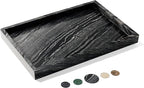 Natural Marble Tray for Bathroom, Genuine Ancient Wood Grain Marble Vanity Tray, Luxury Stone Trays for Dresser, Home Decor, Kitchen, Non-Resin/Non-Ceramic, 12"x 8", Ancient Wood Grain