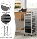 GOFLAME 10-Drawer Rolling Storage Drawer Cart, Utility Cart with Removable Drawers & Metal Frame, Mobile Art Craft Drawer Cart with Lockable Wheels for Home, Office, Studio, School, Gray Gradient
