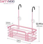 SWTYMIKI Shower Caddy Hanging Organizer - Over the Door Shower Caddy with 6 Hooks, 2 Installation Ways, Stainless Steel Rustproof Bathroom Organizer, Pink Small